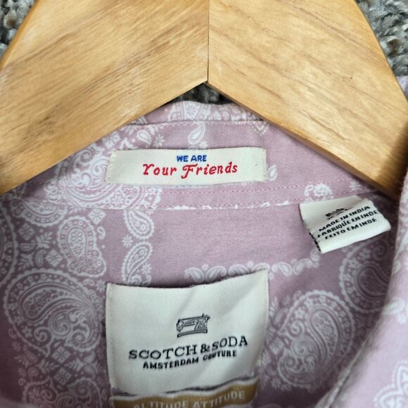 Scotch & Soda Top Womens XXL 2XL Pink Button Up Paisley Print Collared Casual - Picture 6 of 7